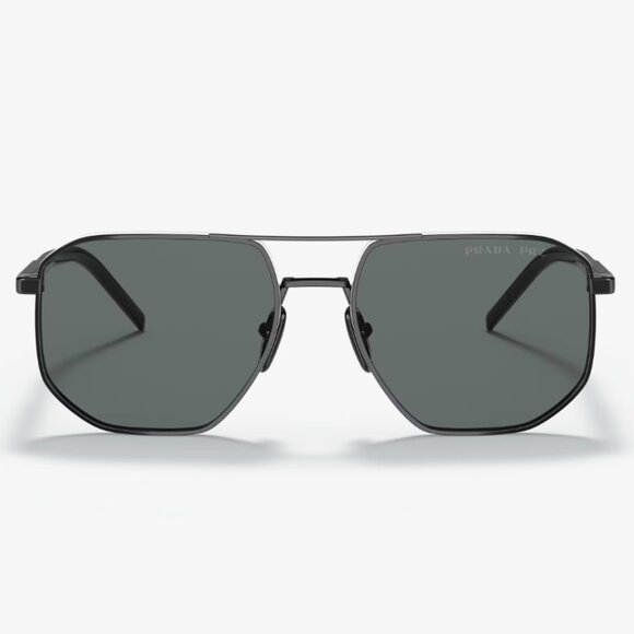 NEW PRADA SUNGLASSES, AVIATOR BLACK EYEWEAR PRADA - Picture 1 of 6